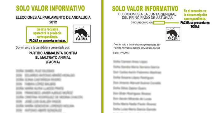 Cómo votar al PACMA el 25M en Andalucía y Asturias